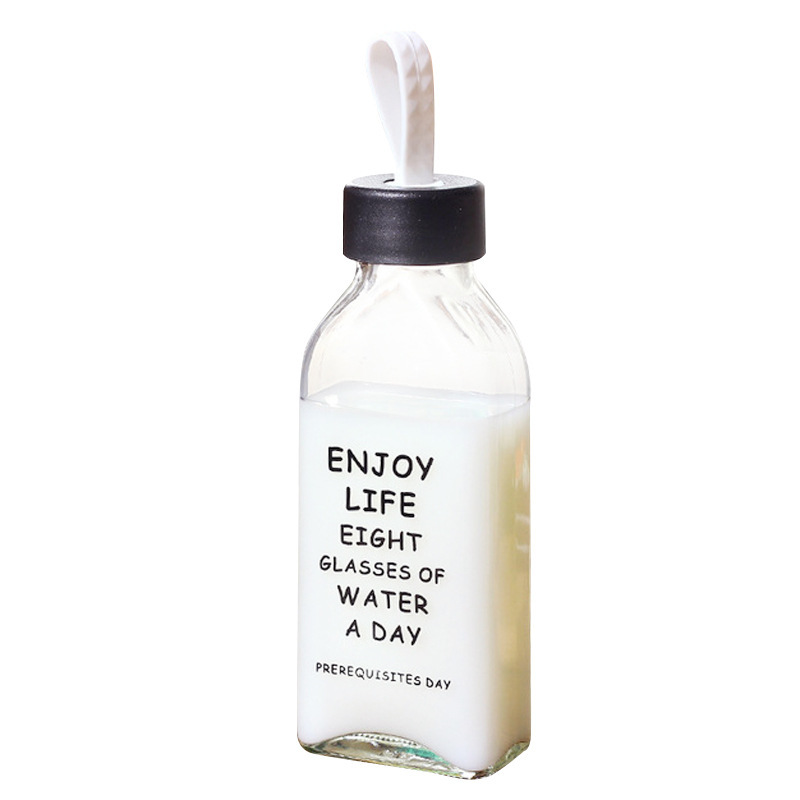 Simple Letter Flat Transparent Water Bottle
