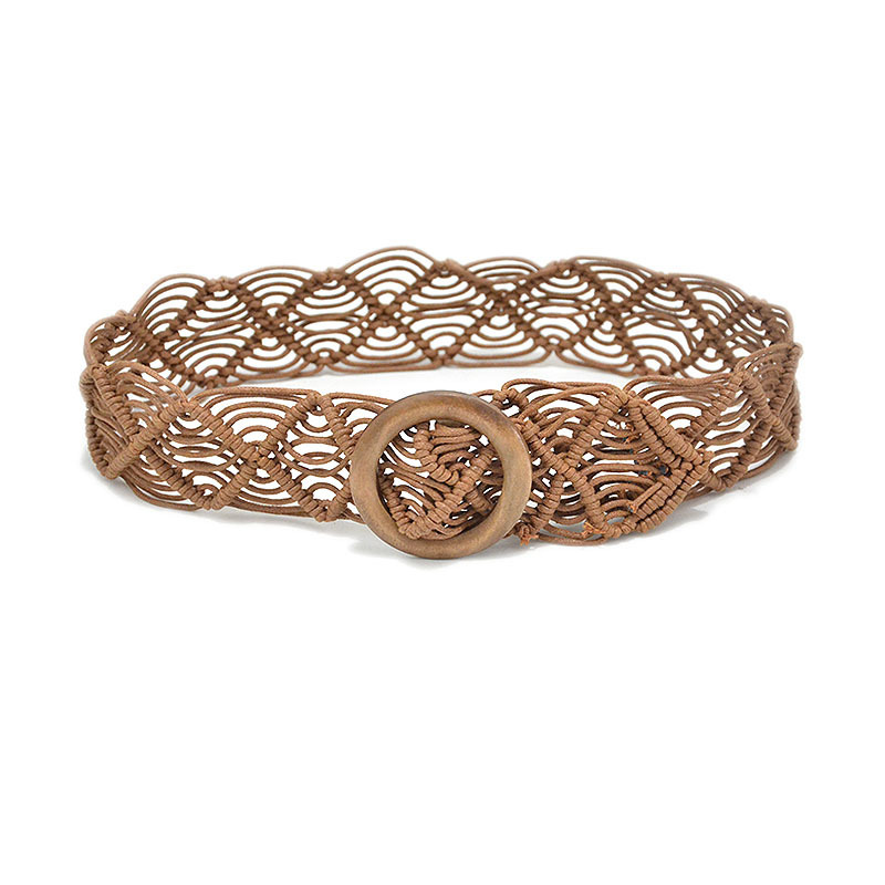 Vintage Woven Wooden Buckle Belt - Image 4