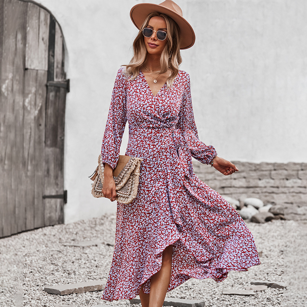 Floral Dress With Chest Wrap - Image 3