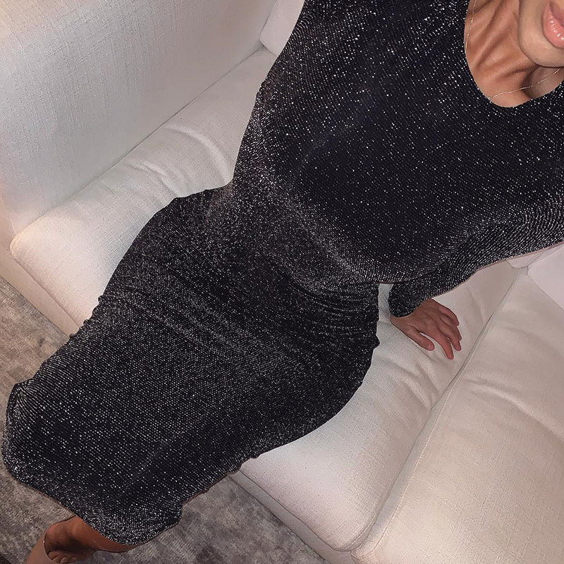 Elegant Black Winter Sleeve Dress - Image 2