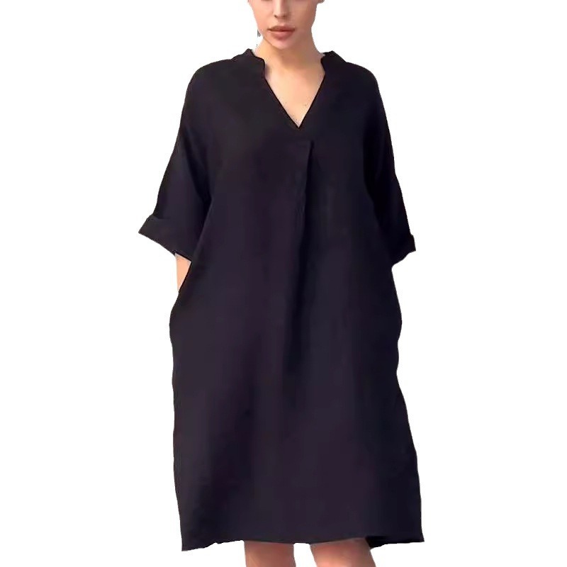 V-neck Loose Plus Size Dress - Image 8