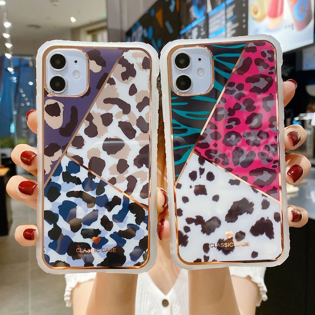 Electroplating Love Leopard Print Phone Case