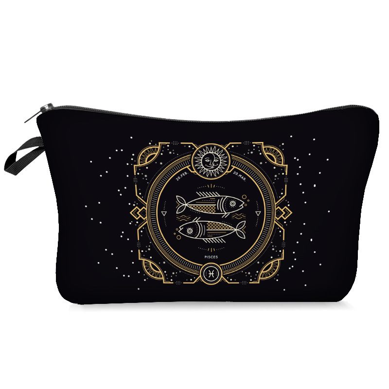 12 Constellation Cosmetic Bag With Printed Background