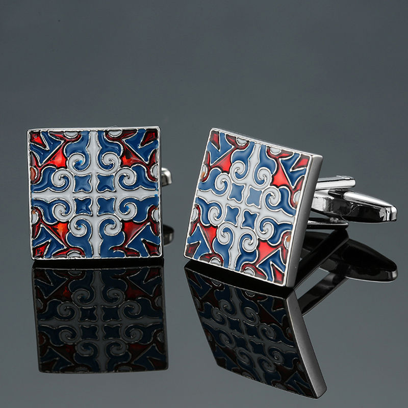 Blue Series Enamel Crystal Cufflinks