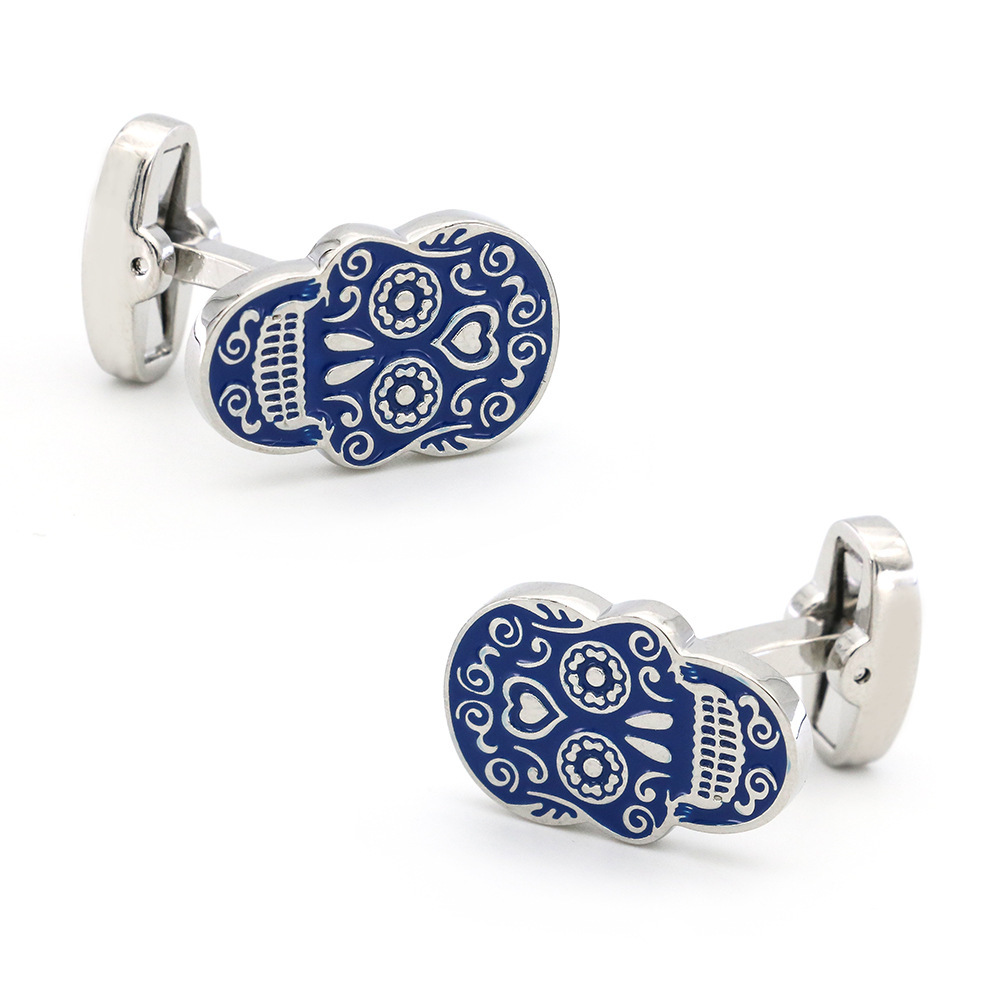Pure Copper Flower Skull Cufflinks