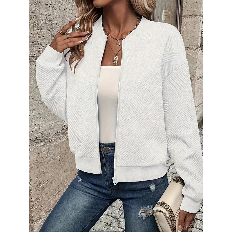Stand Collar Zip Up Bomber Jacket - Image 4