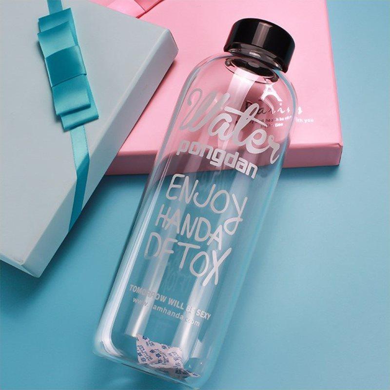 Creative Glass Bottle Water With Flower Cup