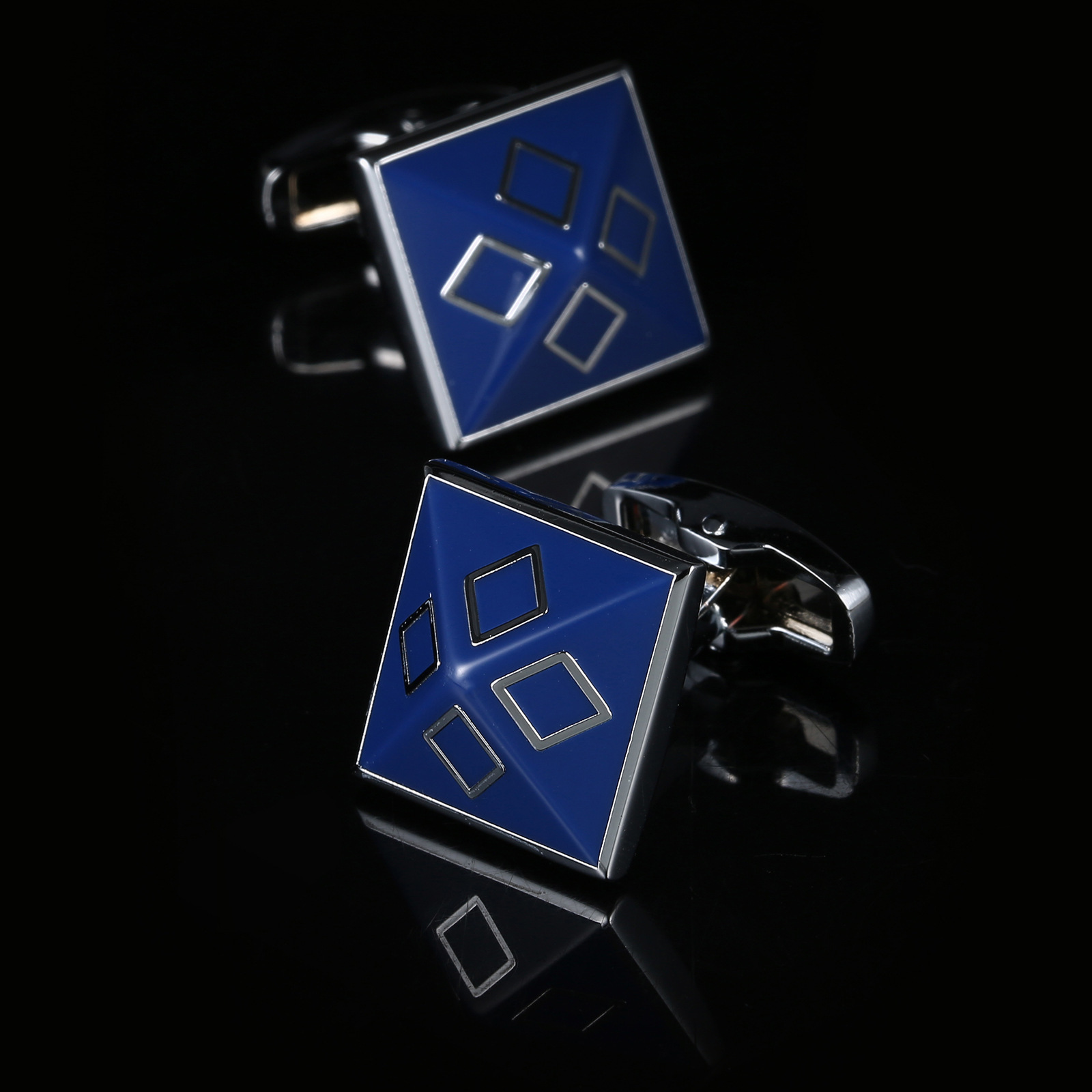 Geometric Shape Blue Border Cufflinks
