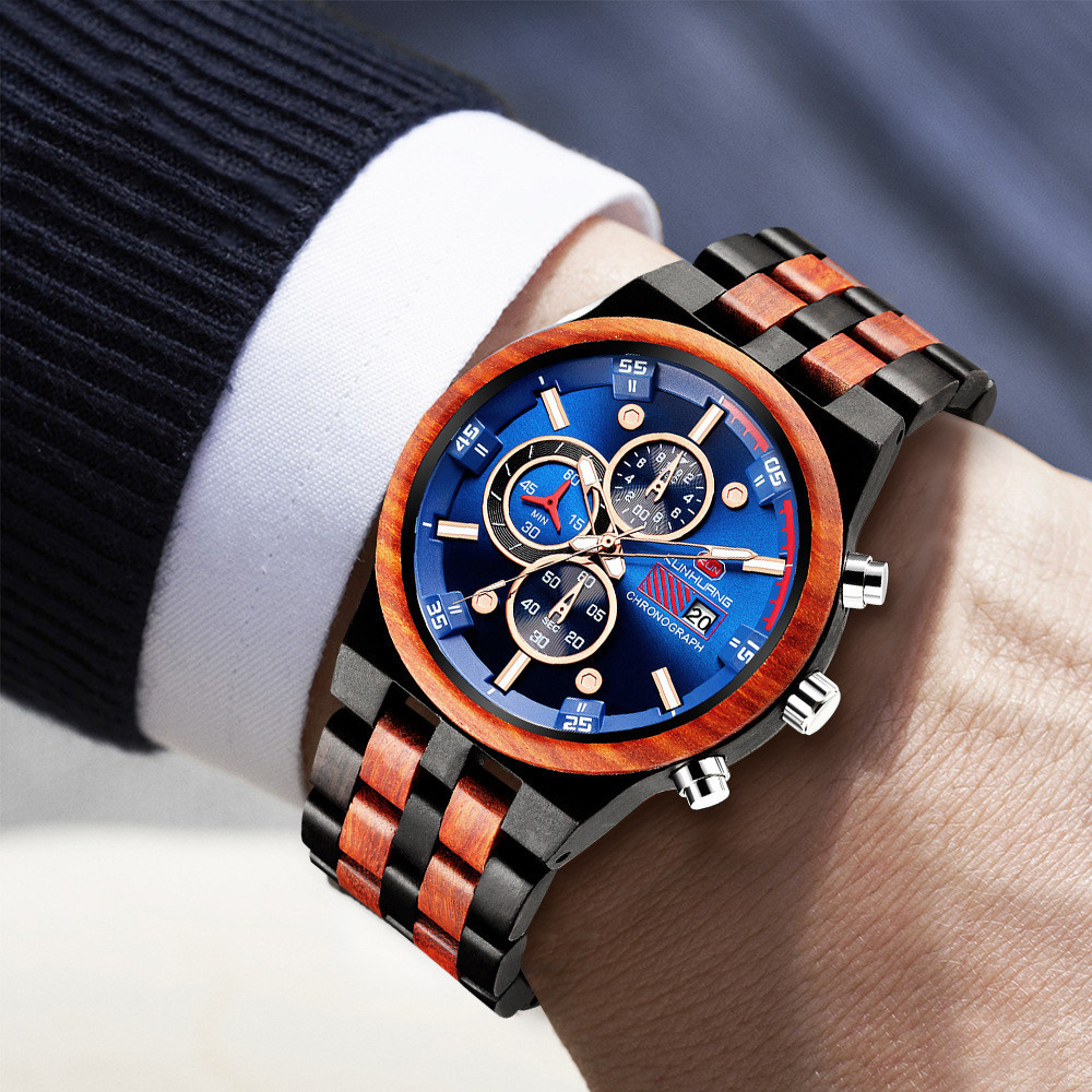 Luminous Quartz Wood Watch