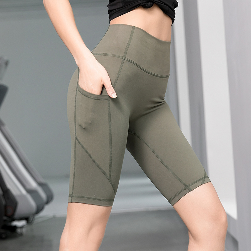 Pure Color High Elastic Fitness Yoga Shorts - Image 3