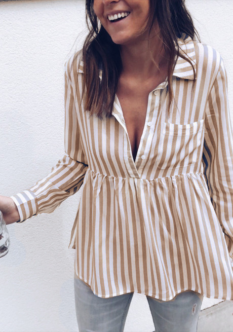 Striped Casual Long-Sleeved Shirt Top - Image 4