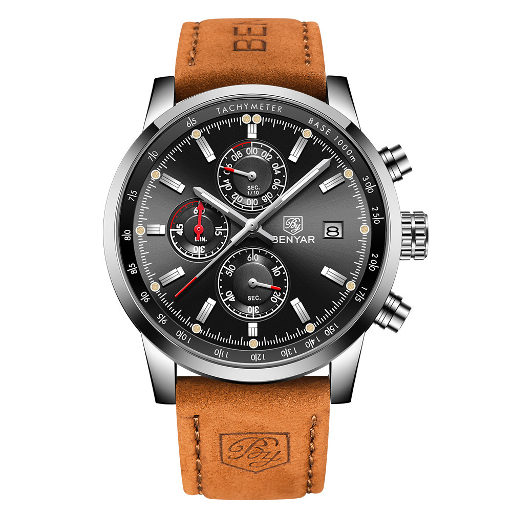 Luxury Fashion Casual Men Leather Watch - Image 4