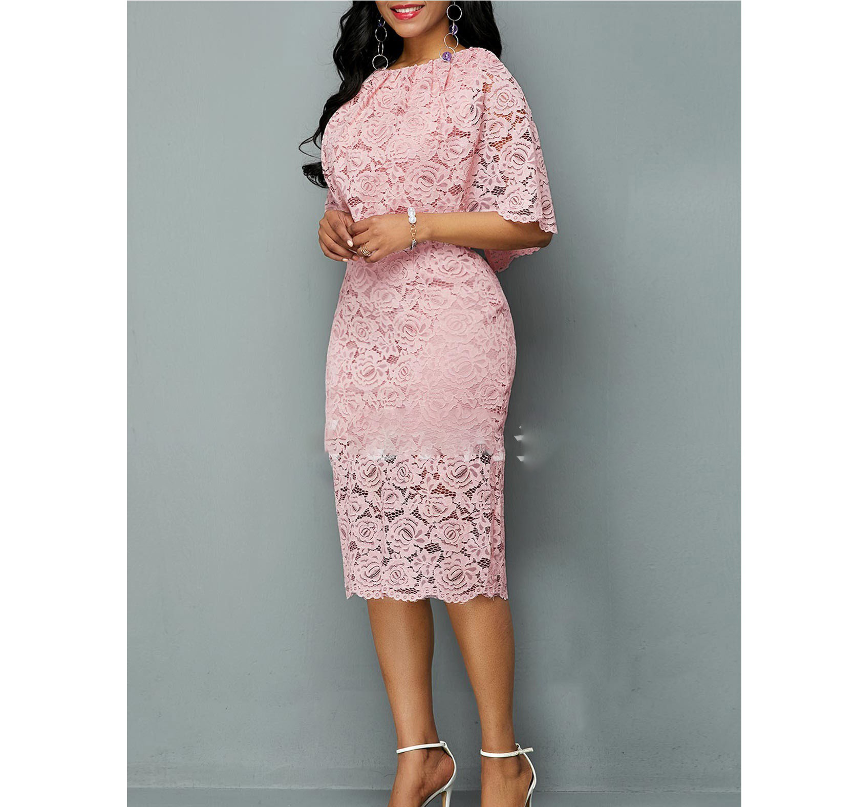 Plus Size African Lace Dress - Image 4