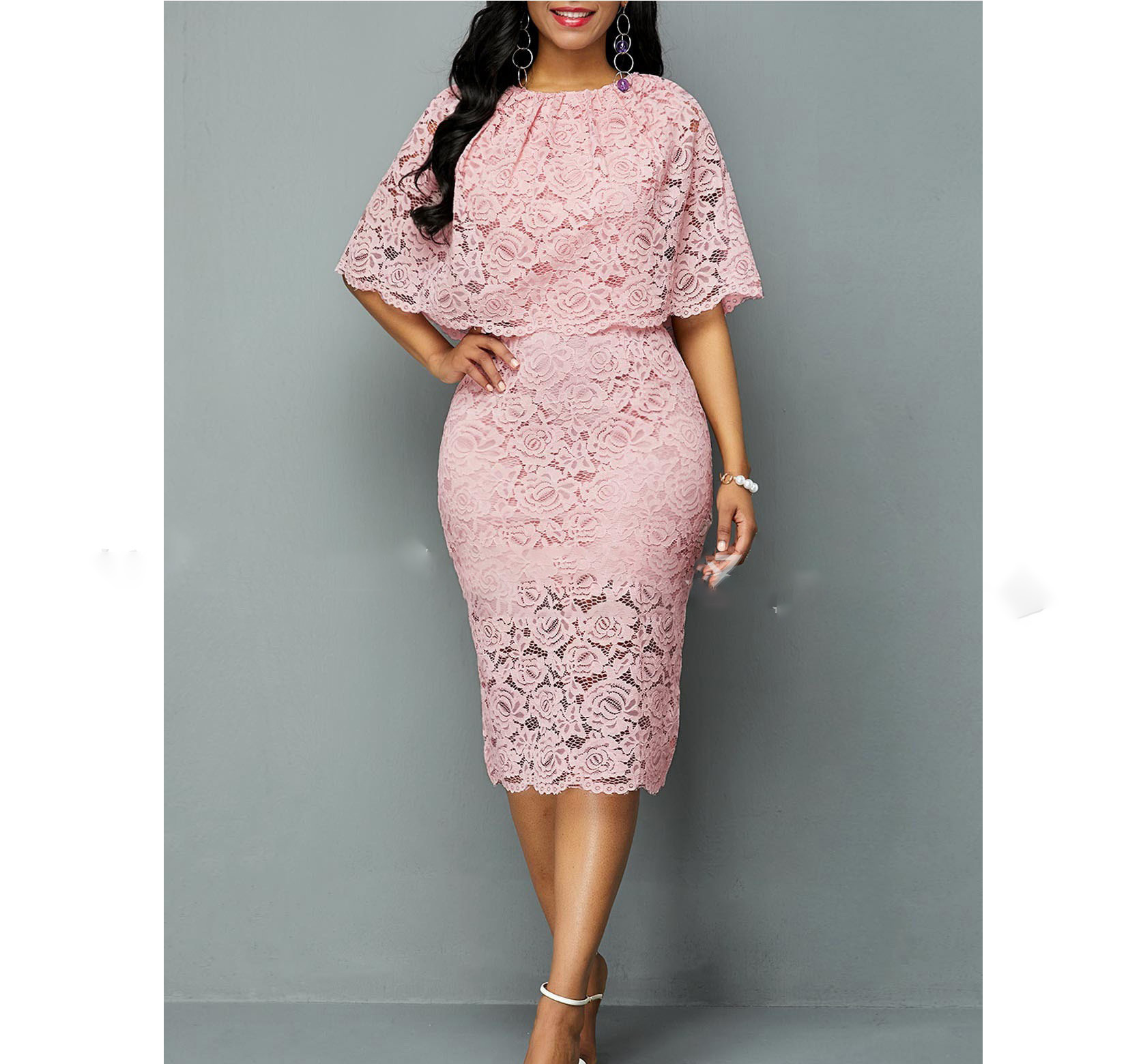 Plus Size African Lace Dress - Image 6