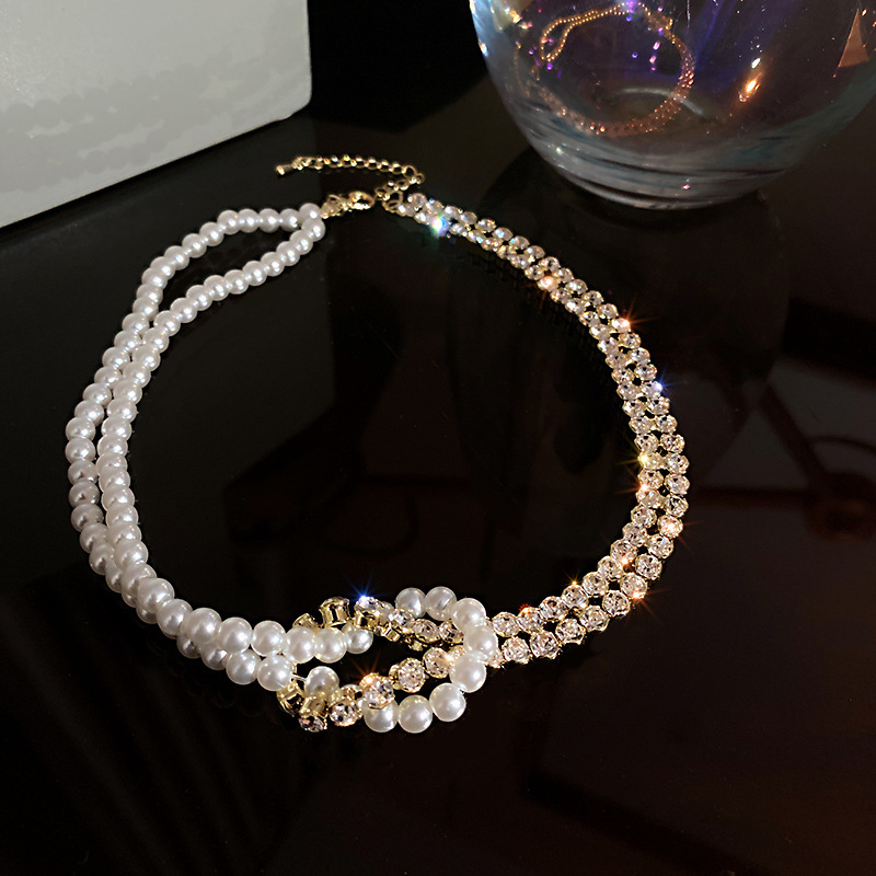 Pearl Crystal Choker Necklace - Image 3