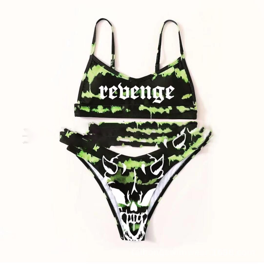 Print Sexy Split Swimsuit