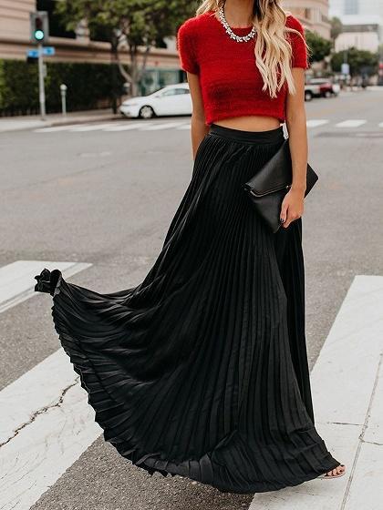 Casual High Waist Long Skirts