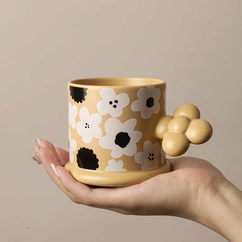 Ceramic Hand-Painted Flower Girl Mug