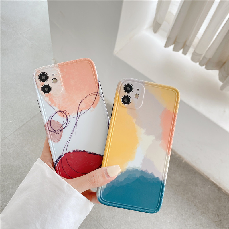 Geometric Contrast Morandi Phone Case - Image 4