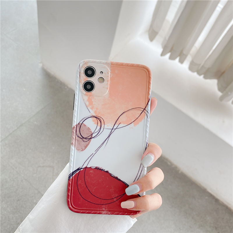 Geometric Contrast Morandi Phone Case