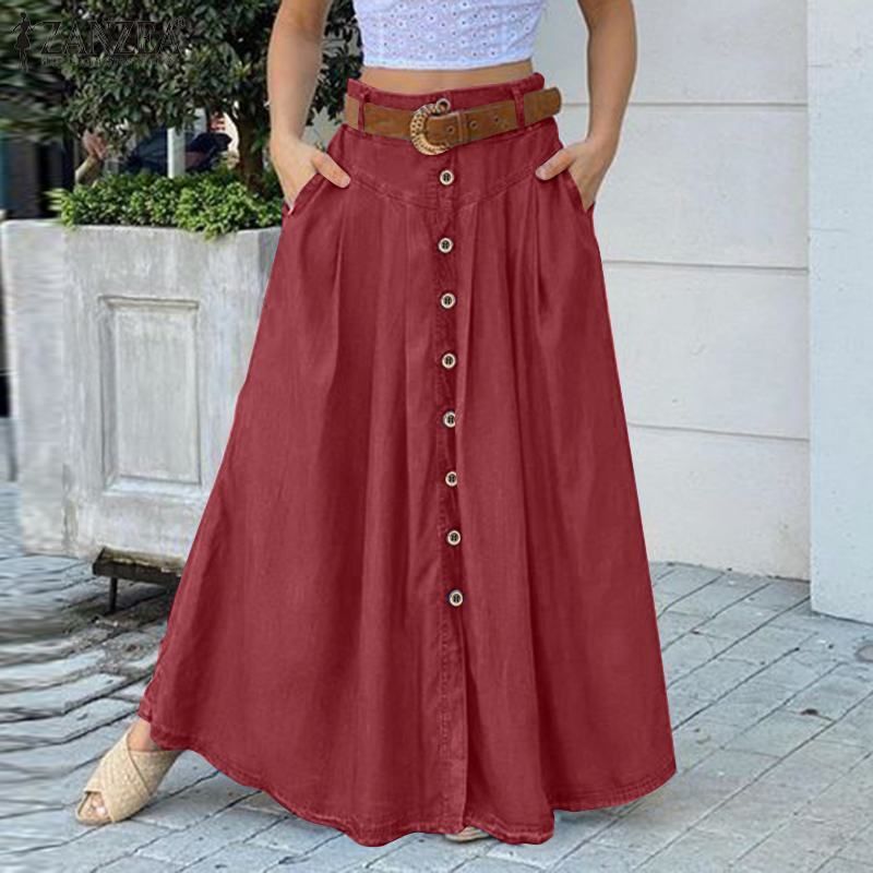 Solid Long Women's High Waist Skirts