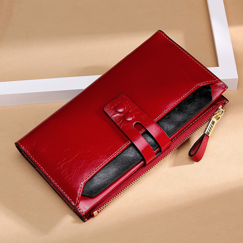 Multi Card Buckle Long Oil Wax Leather Wallets - Image 7