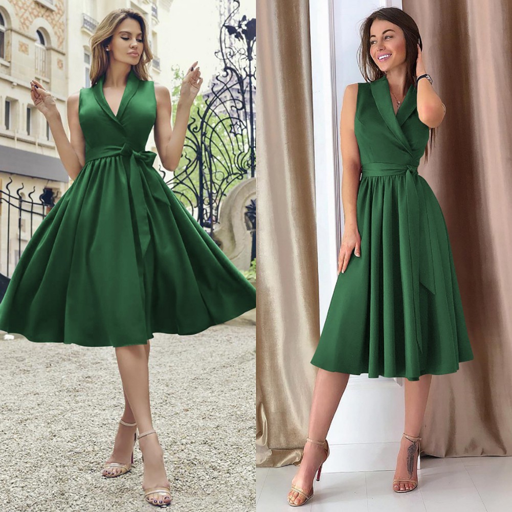 Casual Sleeveless Dies Midi Dress - Image 7