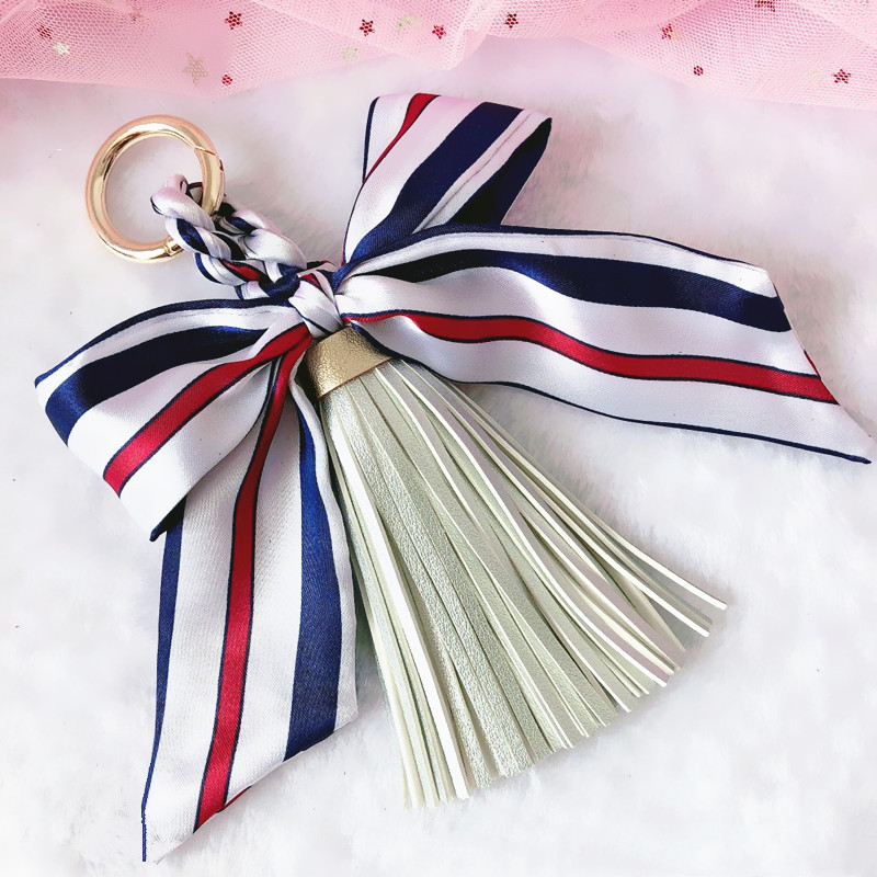 Ribbon Leather Big Tassel Keychain Pendant