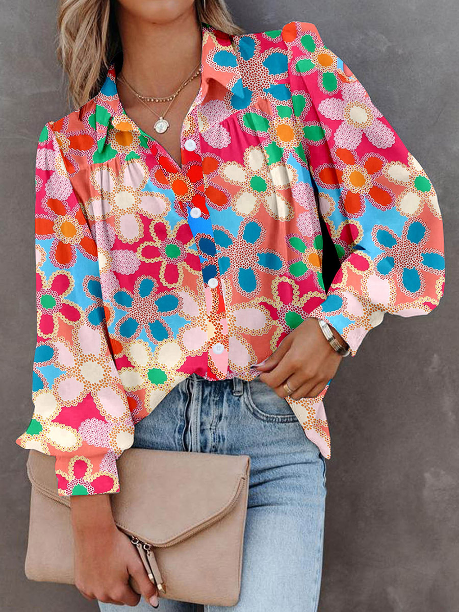 Multi-Color Puff Sleeve Shirt - Image 4
