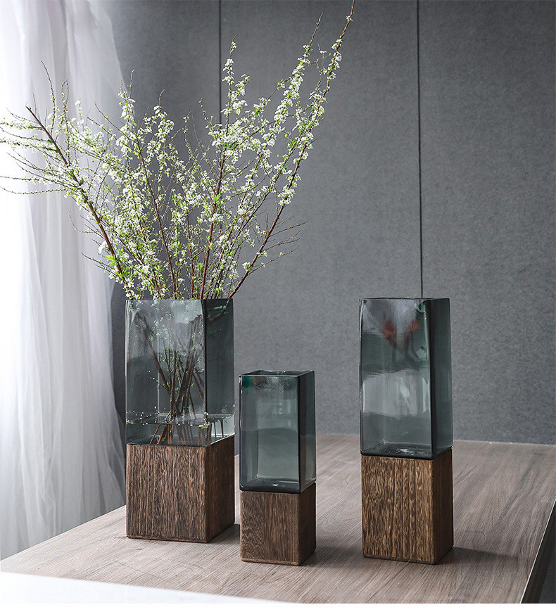Wood Color Transparent Glass Vase