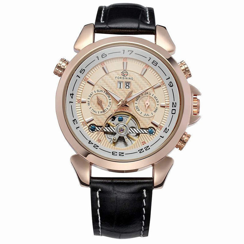 Luxury Tourbillion Design Genuine Leather Watch