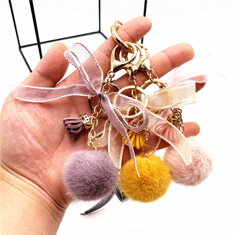 Bowknot Lace Bag Plush Pendant Keychain