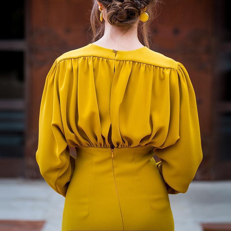 Long-Sleeved Sexy Bag Hip Evening Dress - Image 5