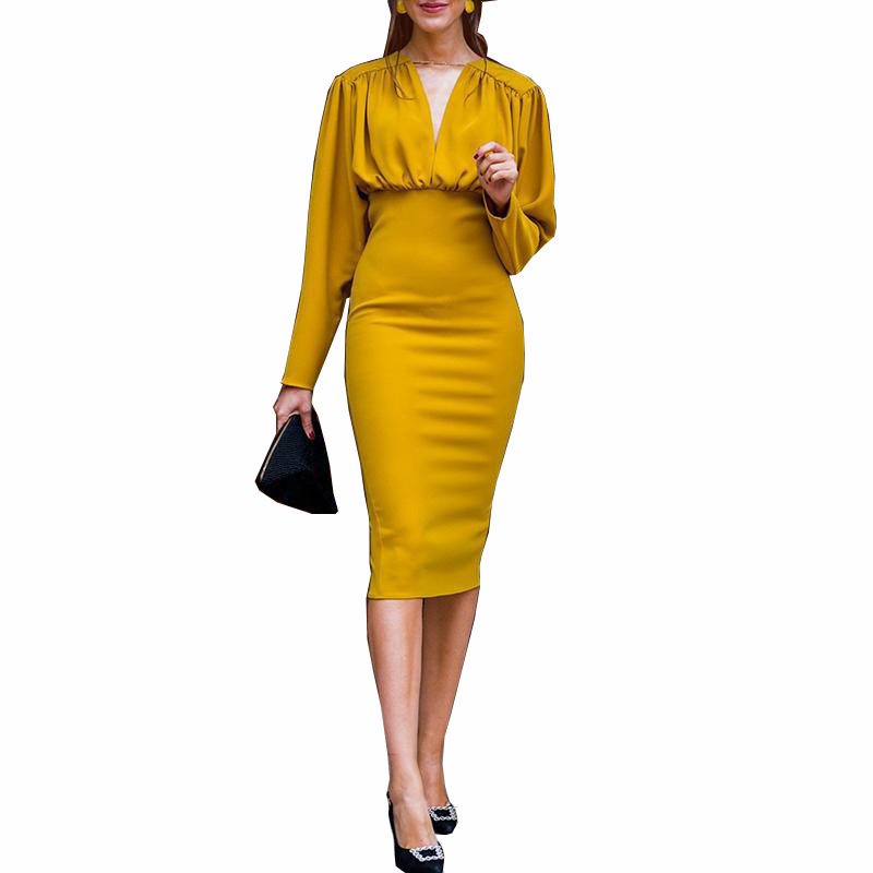 Long-Sleeved Sexy Bag Hip Evening Dress - Image 4