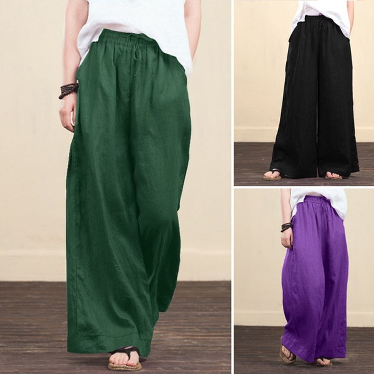 Cotton Linen Wide Leg Trousers