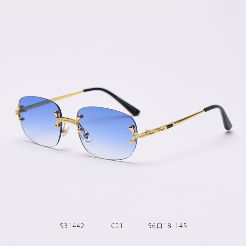 Metal Frameless Square Sunglasses - Image 3