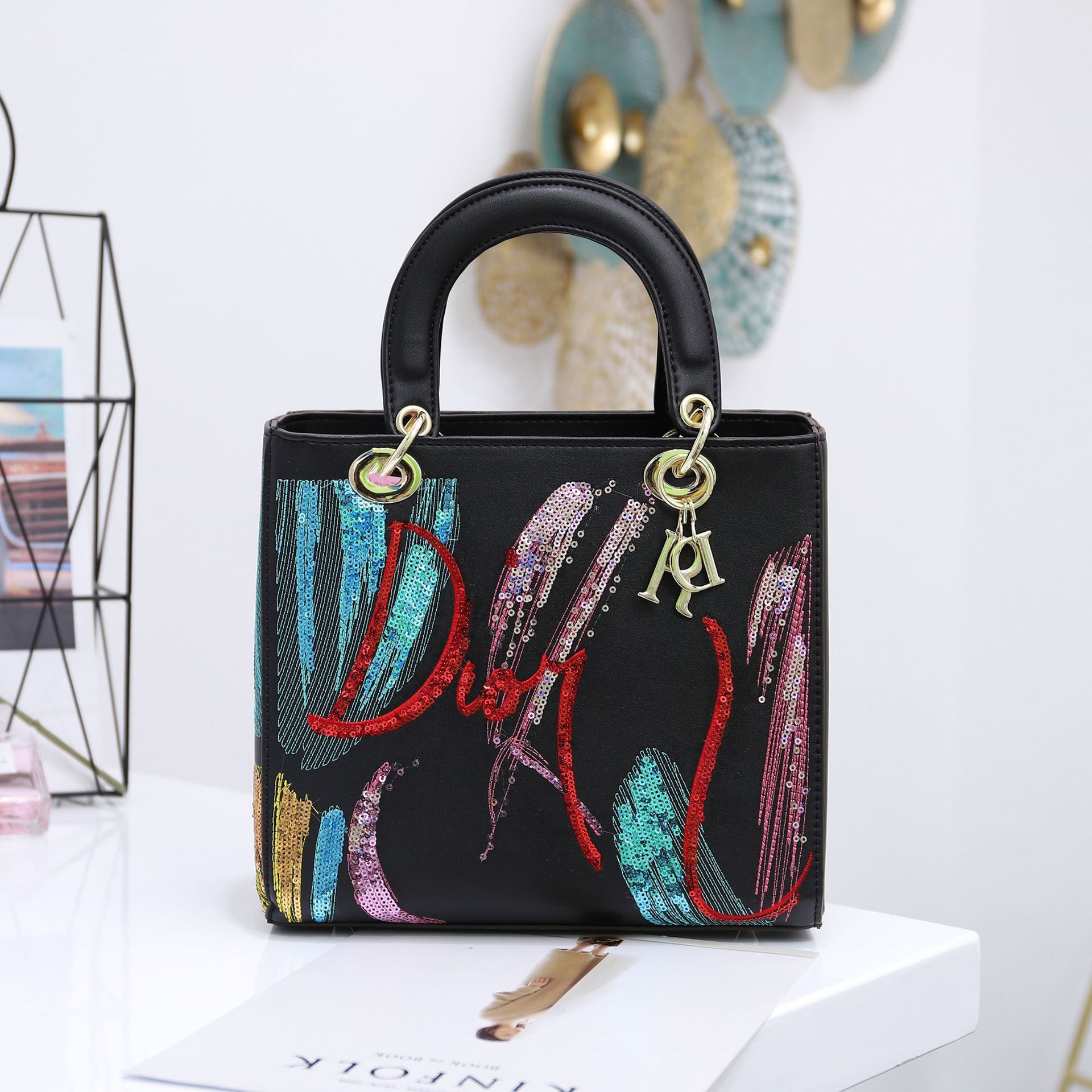 Sequin Embroidered Pu Handbags - Image 2