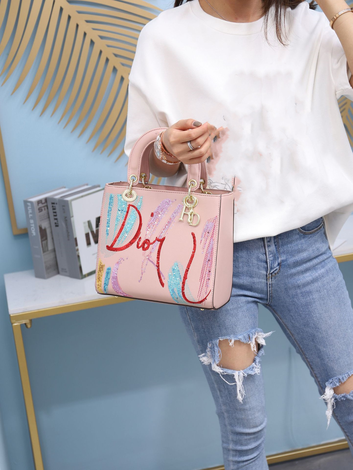 Sequin Embroidered Pu Handbags - Image 3