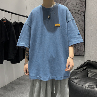 Round Neck Street Waffle T-Shirt - Image 5