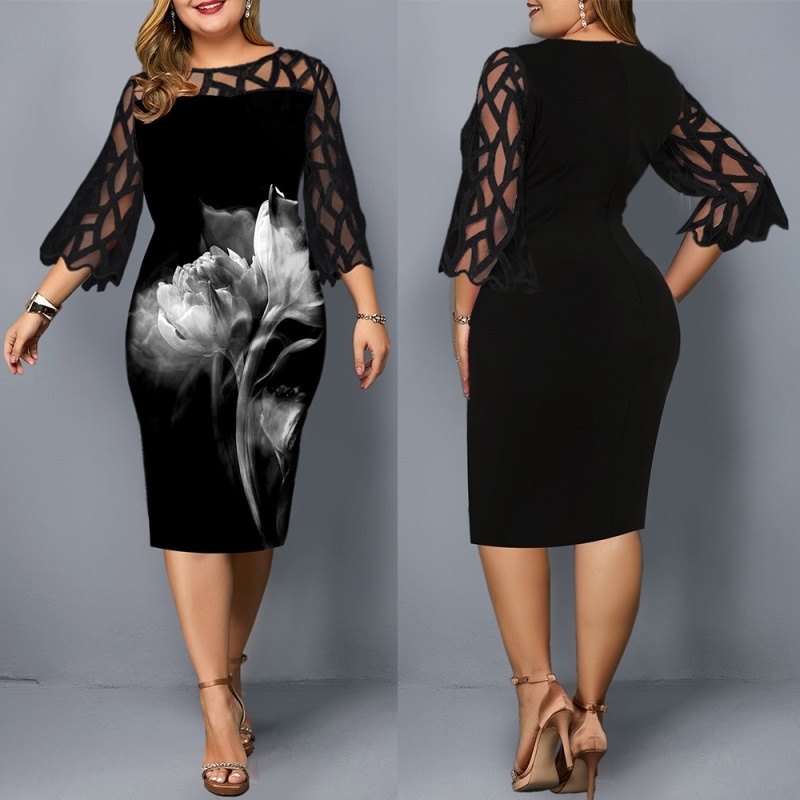 Floral Plus Size Bodycon Big Dress