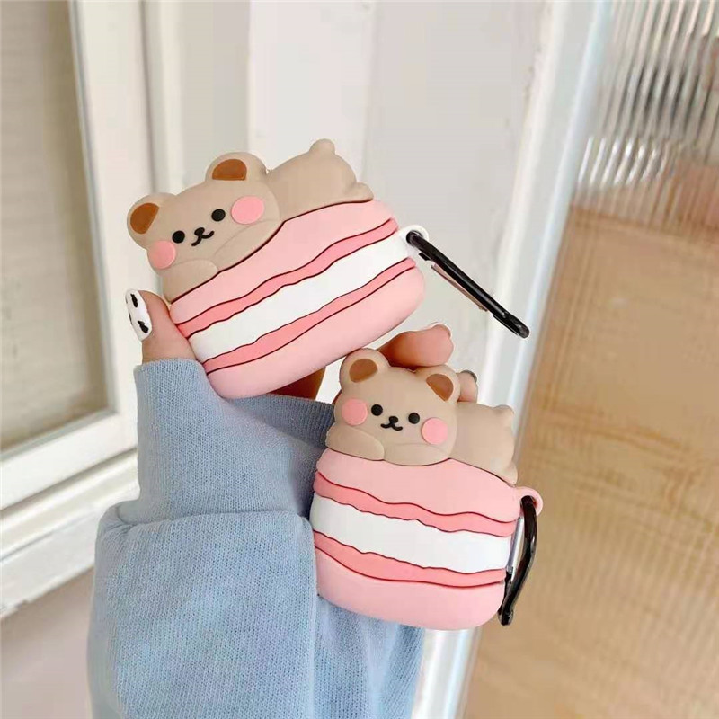 Cute Papa Macaron Bear Earphone Case