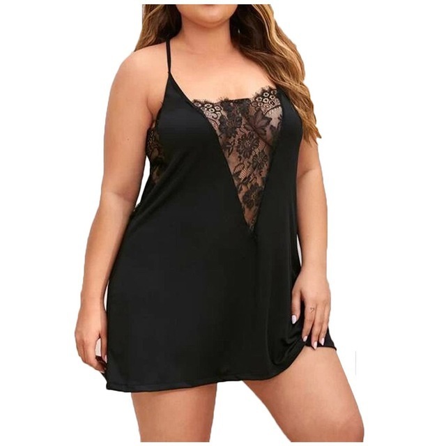 V Neck Lace Sleepwear Nightdress