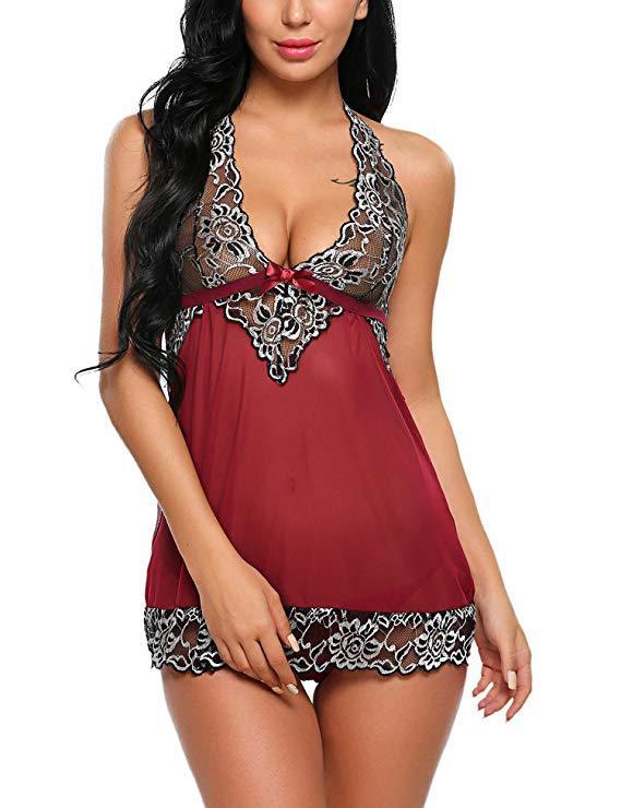V-Neck Lace Nightwear - Image 2