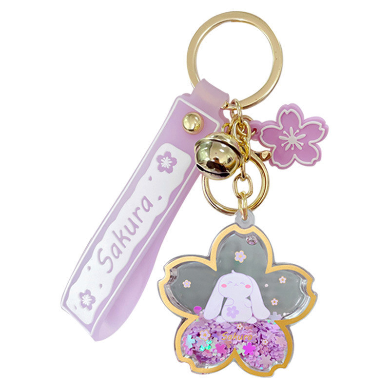 Cartoon Acrylic Oiled Sakura Bunny Keychain - Image 6