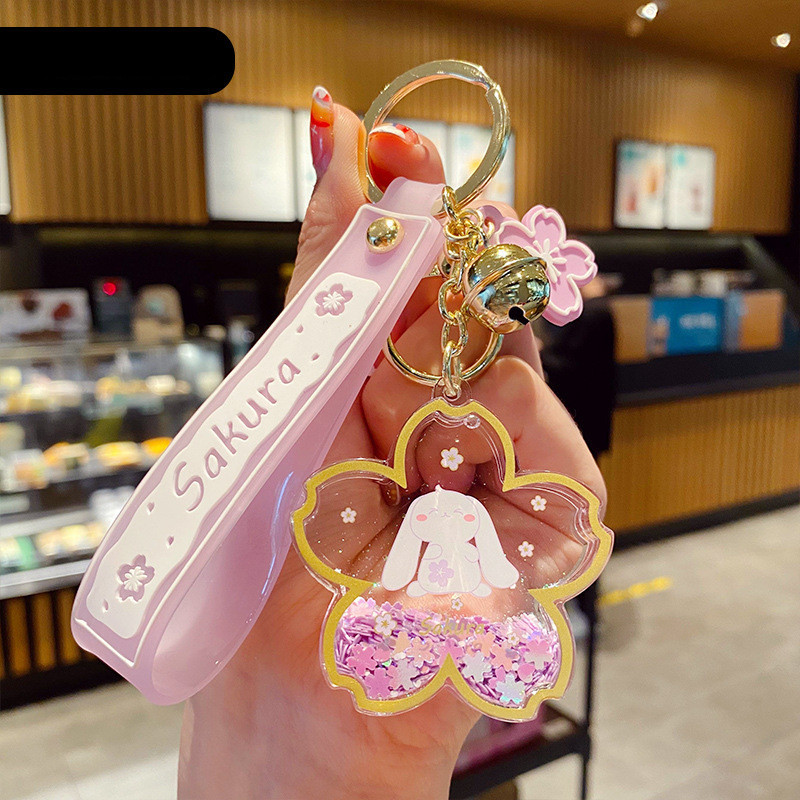 Cartoon Acrylic Oiled Sakura Bunny Keychain - Image 10