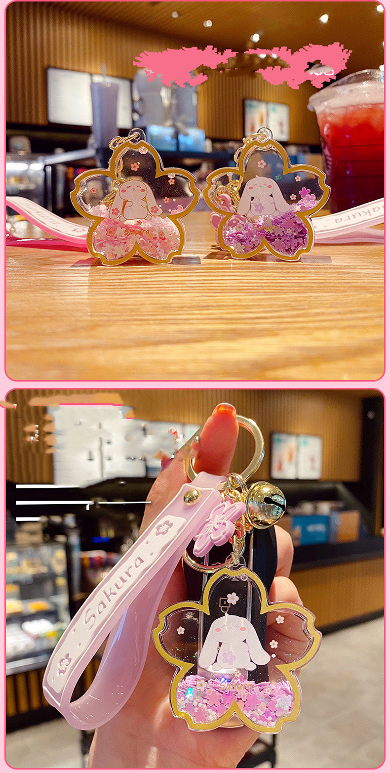 Cartoon Acrylic Oiled Sakura Bunny Keychain - Image 5