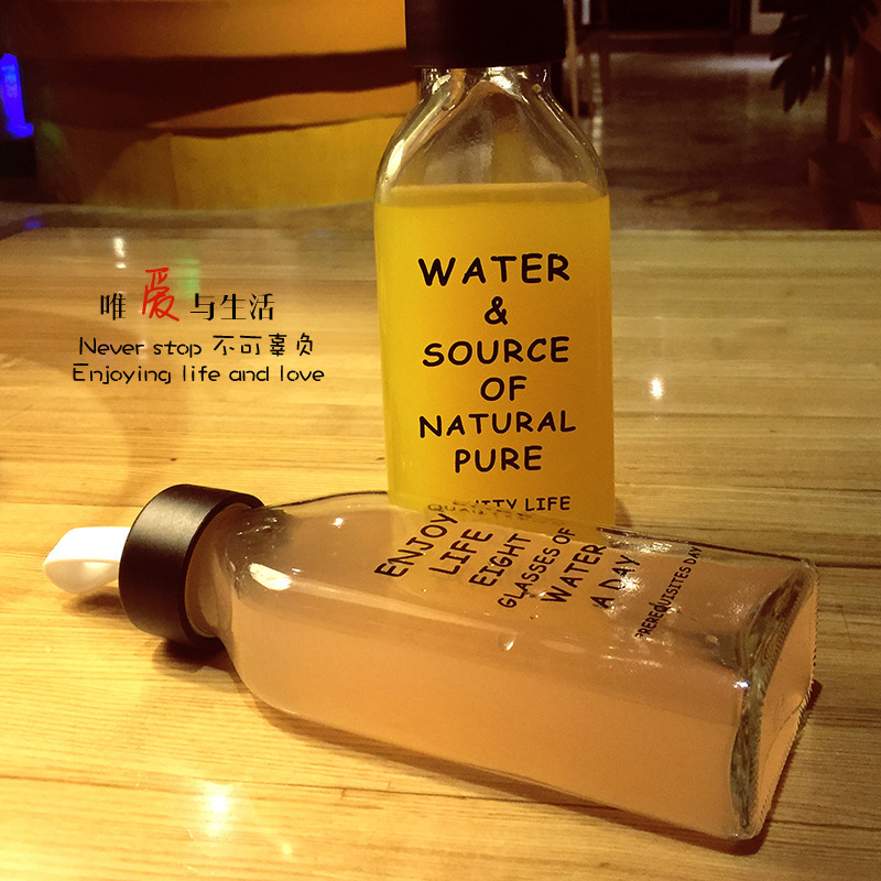Simple Letter Flat Transparent Water Bottle - Image 5