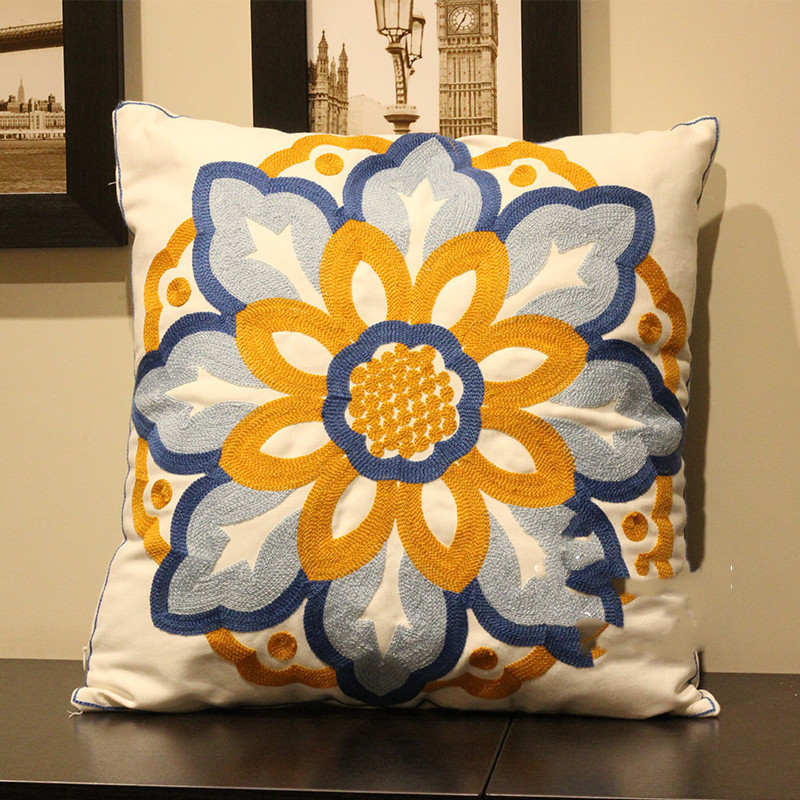 Embroidered Flower Nordic Cushion Cover - Image 2