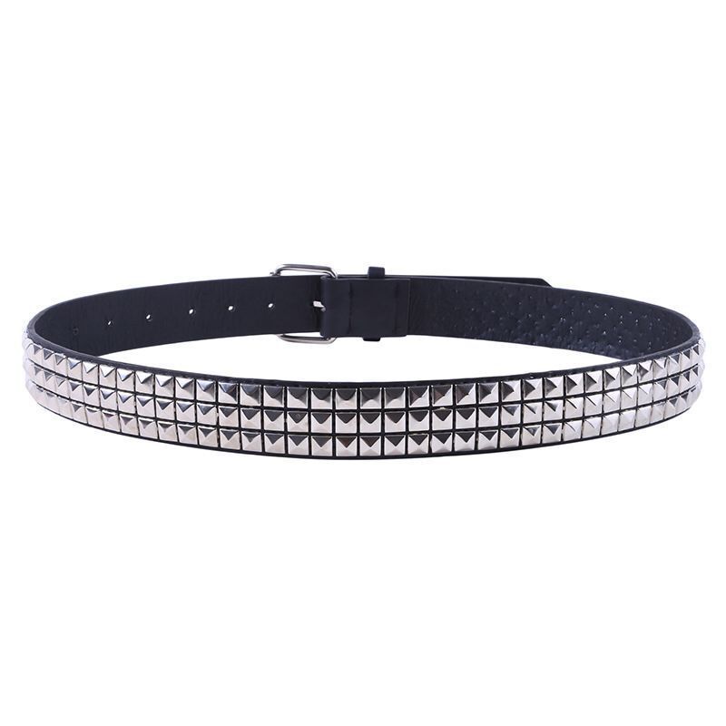 Hollow-out Rivets PU Square Buckle Metallic Belt - Image 9