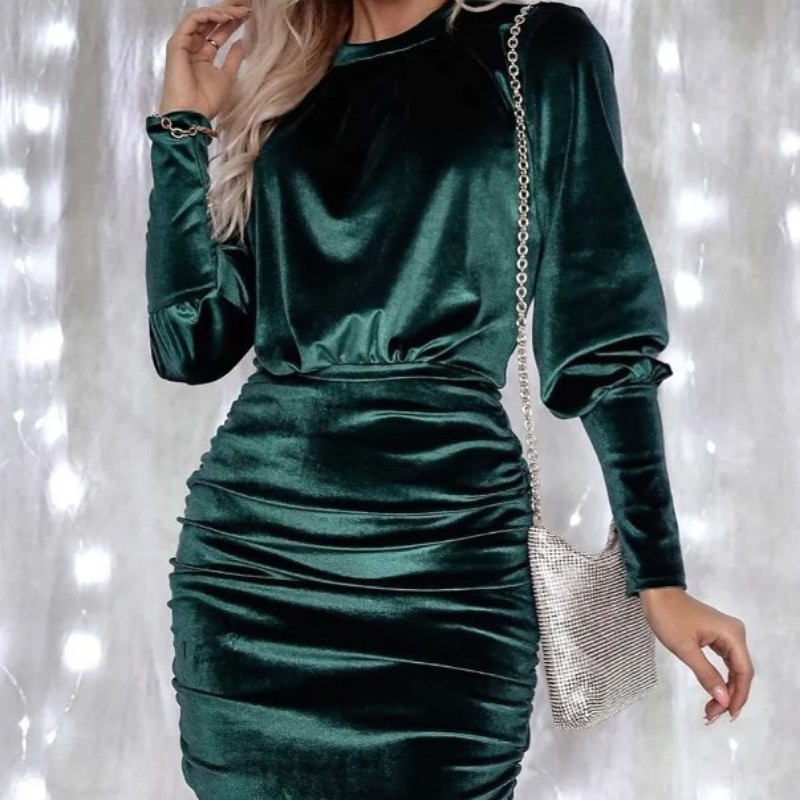 Fashion Sheath Lantern Long Sleeve Dress - Image 9